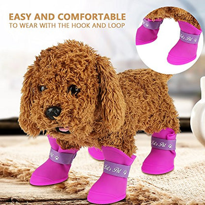 FILFEEL Pet Rain Shoes, Silicone Dog Cute Boots Anti-Slip Protective (L Color)