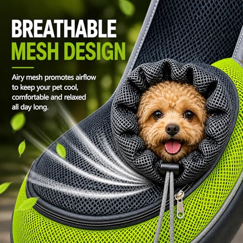 Dog Carrier Sling for Small Dogs Cats, Puppy Sling, Pet Sling Carrier for Walking Hiking Shopping Travel Public Transport, Breathable Puppy Carrier with Adjustable Strap Hands Free Pet Bag
