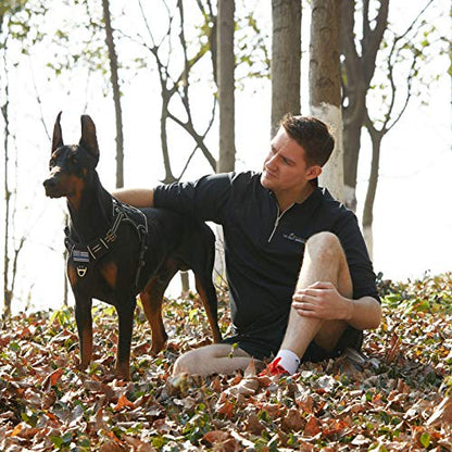 BUMBIN Tactical Dog Harness for Medium Dogs, No Pull, Reflective, Adjustable, Black, M(Neck:16-20", Chest:17-27") - color: Black, size: M(Neck:16-20", Chest:17-27")