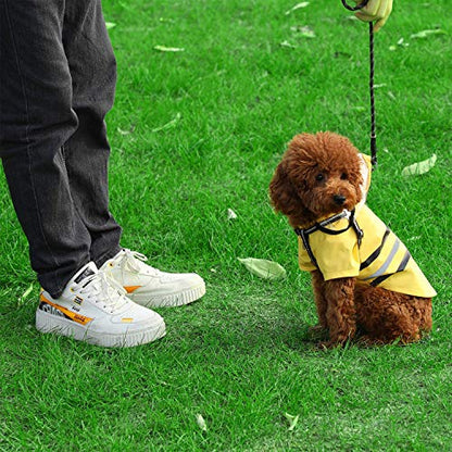 Wizland Reflective Dog Raincoat Dog Rain Jacket with Hood Lightweight Waterproof Rain Coat for Puppies (Yellow M) - color: Yellow, size: Medium