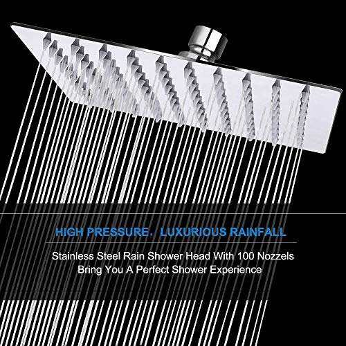 NearMoon Shower Head with Hose, High Pressure Stainless Steel Rain Shower and 3 Settings Handheld Spray Combo with Push Button Flow Control (8 Inch, Chrome Finish) - color: Chrome Finish, size: 8 Inch
