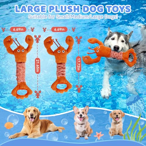 YZHDUXIU Tug of War Dog Toy, Squeaky Dog Toys Interactive Lobster Puppy Toys with Crinkle Paper to Keep Them Busy - color: Orange Lobster