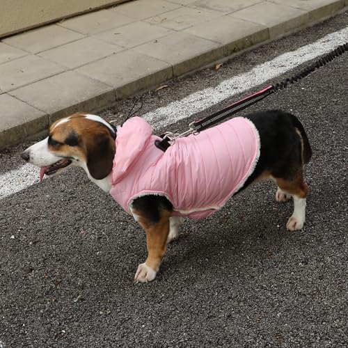 Vecomfy Fleece Lining Dog Hoodie with Harness Built in,Extra Warm Small Dog Jacket in Winter Puppy Coats with Drawstring Hooded,Light Pink XS - color: Light Pink(Harness Built in), size: X-Small (Pack of 1)