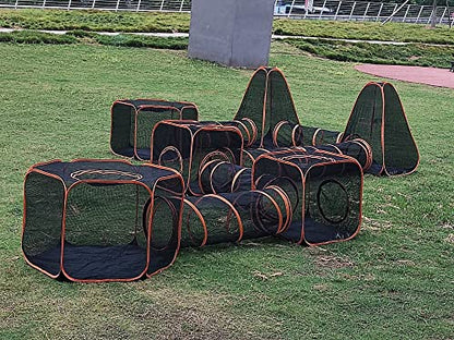 6 in 1 Pet Cat and Dog Tunnel Tent Foldable Pet Tent Outdoor Pop Up Pet Playpen Cage Fences House (Styles 1) - style: Styles 1