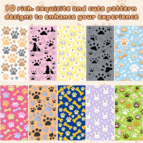 10 Pcs Dog Towels for Drying, 20"x40" Quick Drying Microfiber Pet Bath Towel, Dog Grooming Absorbent Towel with Cute Pattern, Soft Bathrobe for Large Medium Small Puppy Cat