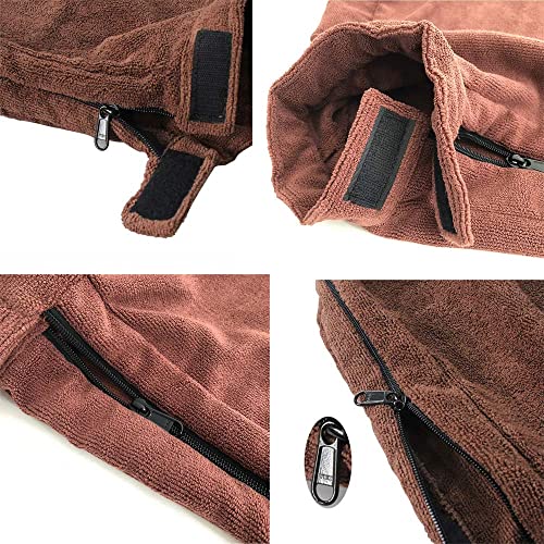 Dog Bathrobe Towel,Microfiber Dog Bag,Bathrobe Absorbent Zipper for Puppy Small Medium Dogs - size: Medium