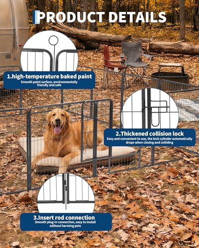 24 Inch 16 Panels Dog Playpen, Heavy Duty Metal Pet Exercise Pen with Secure Gate, Foldable Portable Dog Fence, Anti-Rust Metal Puppy Playpen for Large Small Dogs, Outdoor Yard RV Camping & Indoor Use - size: 32"x24"- 16 pcs