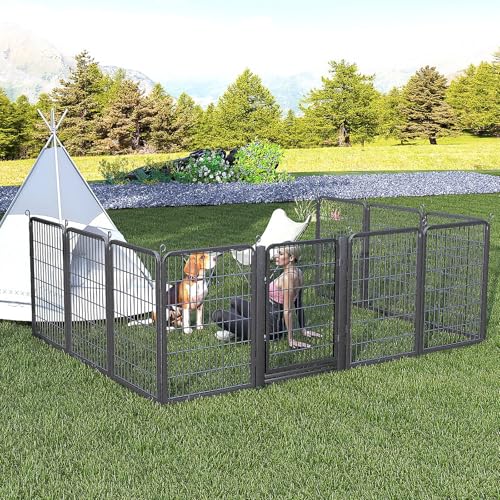 Low Threshold Dog Playpens Fence Indoor, 40 inch 38 Panels Heavy Duty Metal Outdoor Pet Playpen for Large/Medium/Small Dogs, Tall Dog Play Exercise Pens Outside - color: 38 Panels-40 Inch