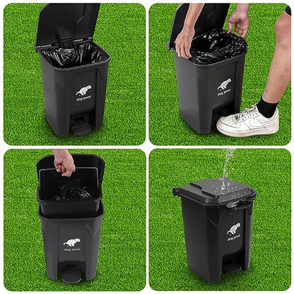 Dog Poop Trash Can Outside, Fully Assembled Dog Waste Trash Can with Lid, Pedal and Removable Inner Waste Bin,Pet Poop Bin with 200 Free Bags, for Garden, Black