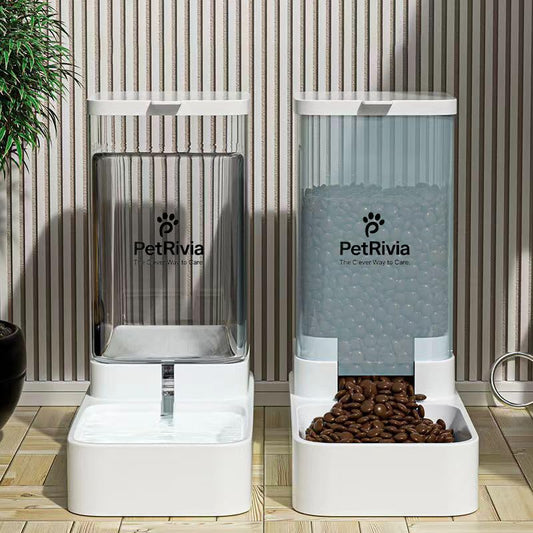Automatic Pet Feeders Automatic Dog Food and Water Dispenser Water Dispenser for Dogs Gravity Water Dispenser Cat Feeders Automatic Cat Food Dog Water and Food Dispenser Gravity Pet Water Dispenser - size: (1.6kg Food * 3.3L Water)