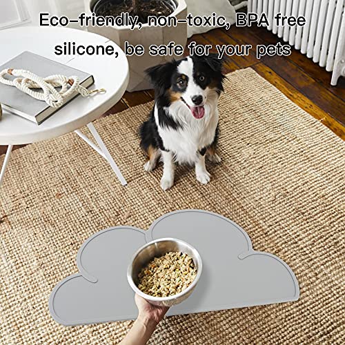 DesignSter Pet Food Mats–Dog Cat Feeding Mat Top Grade Cloud Silicone Pad Anti-Slip Waterproof Anti-Slip Bowl Placemat (Gray)