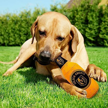 Pets First NHL Las Vegas Golden Knights Beer Bottle Plush Dog & Cat Toy- Cutest Stadium SODA Bottle Snack Plush Toy for Dogs & Cats with Inner Squeaker & Beautiful Hockey Team/Logo - color: Las Vegas Golden Knights, style: NHL Beer Bottle Toy