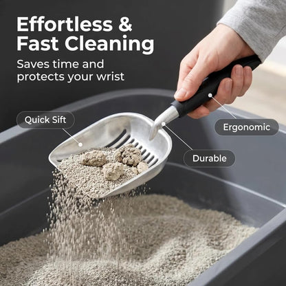 5-in-1 Heavy-Duty Full Metal Cat Litter Scoop with Holder, Cats Litter Scooper Includes Litter Bags, Handy Small Broom&Dustpan Set, Quick Sift, Easy to Clean | Cats Litter Scooper Includes Litter Bags, Handy Small Broom&Dustpan Set