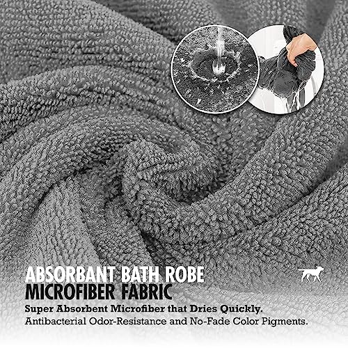 Tuff Pupper XXX-Large Fast Drying Bath Robe & Quick Dry Towel for Dogs | Ultra Absorbent Microfiber Shammy | Gray