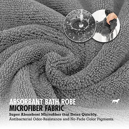Tuff Pupper XXX-Large Fast Drying Bath Robe & Quick Dry Towel for Dogs | Ultra Absorbent Microfiber Shammy | Gray