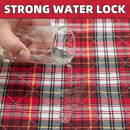 KOOLTAIL Washable Pee Pads for Dogs - Waterproof & Non-Slip Plaid Puppy Potty Training, Reusable Whelping Pad, Dog Food Feeding Mat, Red & Blue - size: 18" x 24" (4 Pack)