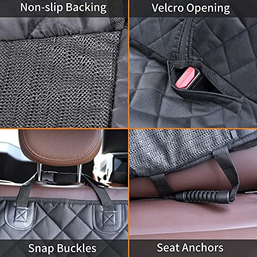 JSTHT Dog Car Seat Cover for Back Seat, Waterproof Bench Seat Cover Protector Nonslip Durable Soft Pet Dog Back Seat Cover for Car, Truck, & SUV (Black)
