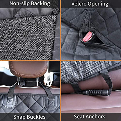 JSTHT Dog Car Seat Cover for Back Seat, Waterproof Bench Seat Cover Protector Nonslip Durable Soft Pet Dog Back Seat Cover for Car, Truck, & SUV (Black)