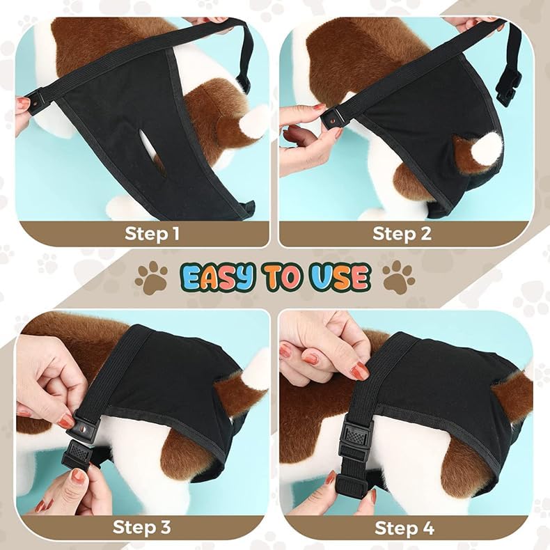 2PCS Dog Pants with 6 Replace Diaper Breathable Washable Sanitary Pads Female Dog Diapers (Black+Beige 2XL) - color: Black+Beige, size: XX-Large