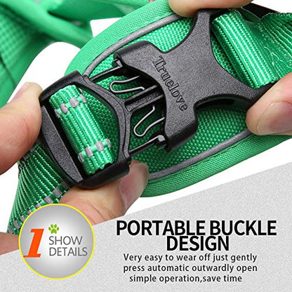 JUXZH Truelove No Pull Dog Harness with Easy Control Handle and 2 Leash Attachments,Reflective Adjustable Pet Vest - color: Grass Green, size: Small (Pack of 1)