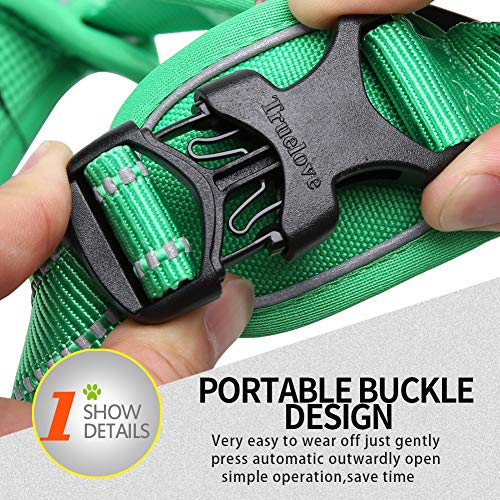 JUXZH Truelove No Pull Dog Harness with Easy Control Handle and 2 Leash Attachments,Reflective Adjustable Pet Vest - color: Grass Green, size: Medium (Pack of 1)