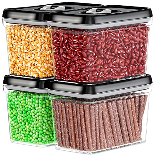 DWËLLZA KITCHEN Airtight Food Storage Containers - Pantry Snacks Kitchen Container, Baking Supplies, 4LB Sugar & Flour Canister - 4 Pc Set All Same Size - Clear Plastic BPA-Free - Keeps Fresh & Dry - color: 03 Set of 4 - 2 Liters