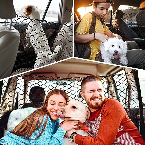 Dog Car Net Barrier for SUV - Pet Car Divider Back Seat Barrier Net, Easy to Install and Remove,with Flexible Bungee Cords Adjustable for Trucks, SUV, Vans, Universal Fit Sturdy Mesh (47 * 27 inches)