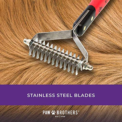 Ryan's Pet Supplies Paw Brothers 10 Blade Medium Dematting Undercoat Rake for Dogs and Cats, Professional Grade, Dog Shedding Brush, Stainless Steel Blades, Rounded Gentle Teeth - size: 10 Blade Medium
