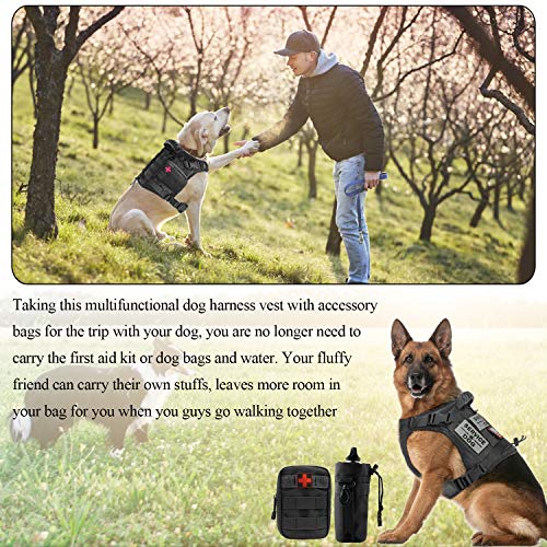 Tactical Service Dog Vest Harness for Medium Large Dog, Military K9 Training Dog Vest with Molle and Loop Panels Adjustable Tactical Harnesses with Handle (01XL, 01-Black) - color: Black, size: X-Large (Pack of 1)