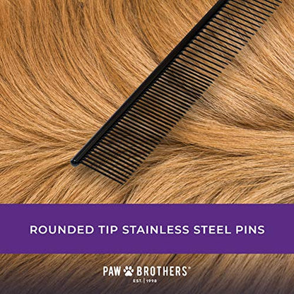Ryan's Pet Supplies Paw Brothers Greyhound Style Teflon Comb for Dogs, Professional Grade, True Teflon, Fine/Medium, Ergonomic Handle, 7.5 in. - style: Medium/Fine