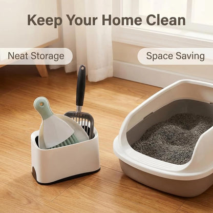 5-in-1 Heavy-Duty Full Metal Cat Litter Scoop with Holder, Cats Litter Scooper Includes Litter Bags, Handy Small Broom&Dustpan Set, Quick Sift, Easy to Clean | Cats Litter Scooper Includes Litter Bags, Handy Small Broom&Dustpan Set
