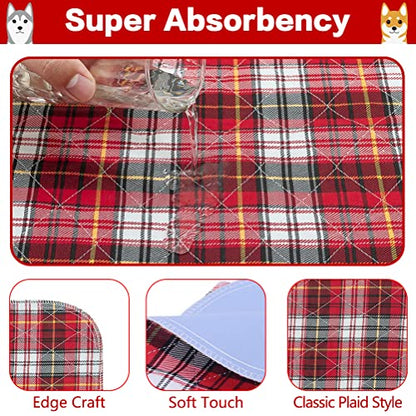 KOOLTAIL Washable Pee Pads for Dogs - Waterproof & Non-Slip Plaid Puppy Potty Training Pads, Reusable Whelping Pads, Dog Food Feeding Mat, 36"x41" - color: Red & Blue, size: 36" x 41" (2 Pack)