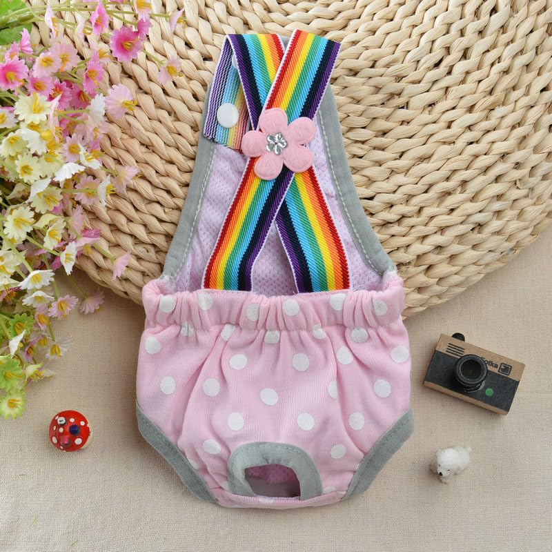 HEEPDD Female Dog Diapers Washable Reusable Adjustable Suspender for Heat Cycle Mess Prevention 50+ Washes Lasts 3 Months Teddy Small Medium Large Sizes for Indoor Accidents During Estrus - size: S/10