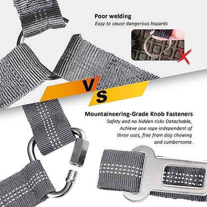 Removable Dog Seat Belt Harness for Car, 3 in 1 Pet Dog Car Seatbelt Leash, Retractable Restraint Secures to Vehicle Headrest & Adjustable Reflective Bungee Dog Seatbelt Tether, Grey - color: 2PCS Grey