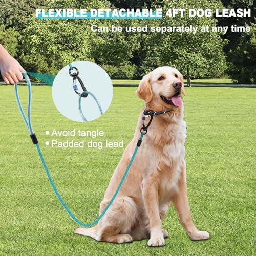 Dog Runner for Yard - 75ft Aerial Dog Run Cable System with Shock Absorbing Bungee Tether, Chew Proof Steel Cable & Tangle Free Pulley for Large Dogs, Backyard Zip Line for Dogs - size: 75FT