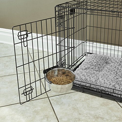 MidWest Homes for Pets Snap'y Fit Stainless Steel Food or Water Bowl, Holds 2 Quarts, Mounts to Wire Crates, No-Tip Design, Rust-Resistant, for Large Dogs and Cats - size: 2 Quarts (8 cups)