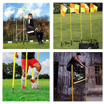 SRNSAEB Portable Agility Training Poles with Carrying Bag, 5ft/1.5m Height Removable Coaching Sticks with Sand Injection Base for Soccer Training, 5 Poles Set (Color : Yellow) - color: Yellow
