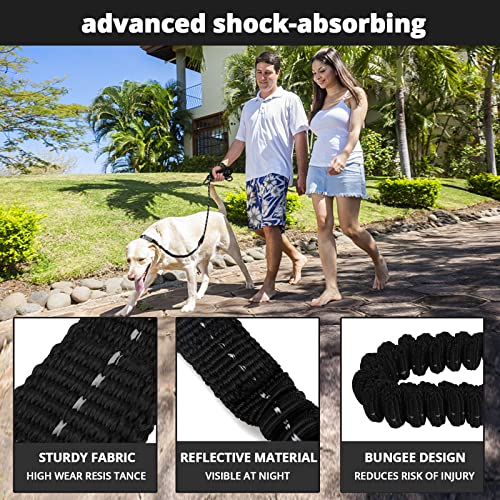 Rope Dog Leash 4 FT: Heavy Duty Leashes with Swivel Lockable Hook Reflective Threads Bungee and Padded Handle - Dog Lead for Large Small Medium Dogs Outside Walking Hiking Black - color: Black, size: 4ft*1/2''
