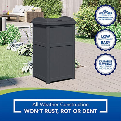 Suncast 2 Pack Trash Hideaway Refuse Container, Stylish Resin Outdoor Garbage Bin with Latching Lid, 30 to 33 Gallon Capacity, Cyberspace - color: Cyberspace, size: 2 Pack