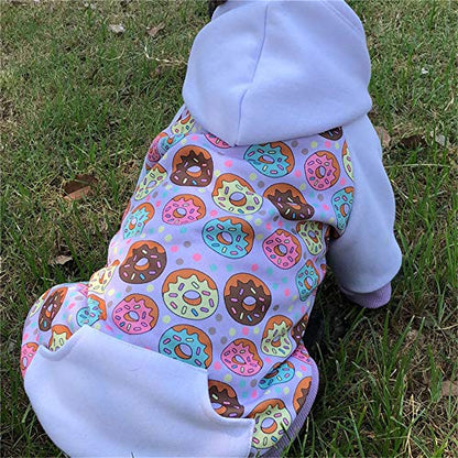 Purple Puppy Dog Hoodies for Small Medium Dogs, Christmas Hooded Sweatshirt with Pocket Pet Cat Hoody Clothes Sweaters Fleece Coat Dog Costume Winter - color: Purple Donut, size: X-Small