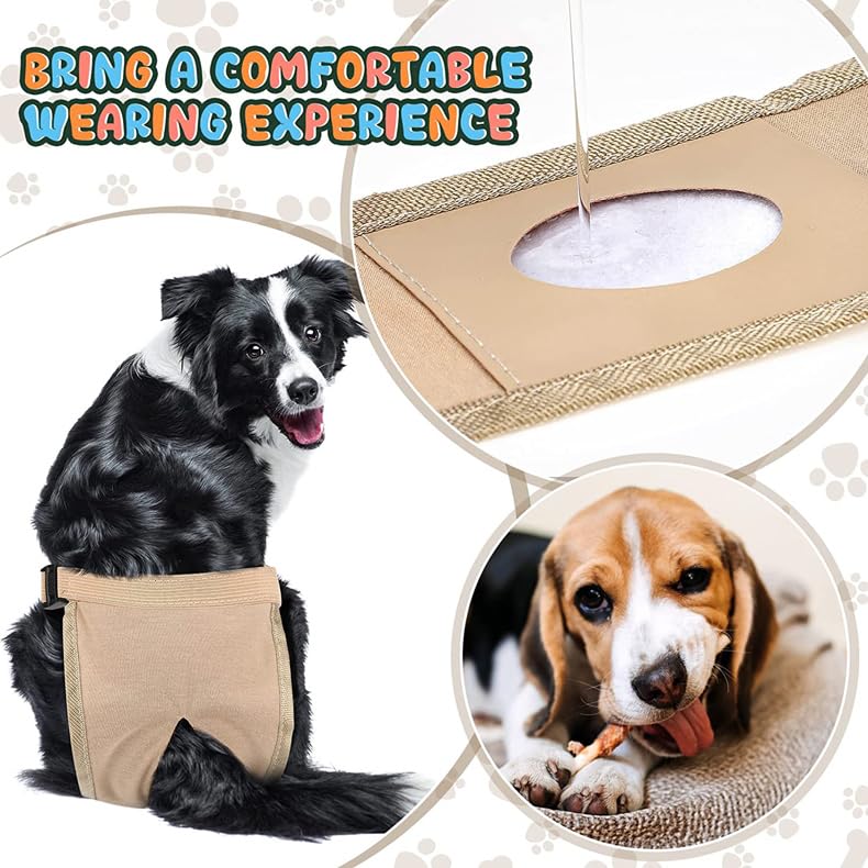Female Dog Diapers in Heat, Reusable Washable Breathable Dogs Sanitary Pads (Black+Beige XL) - color: Black+Beige, size: X-Large