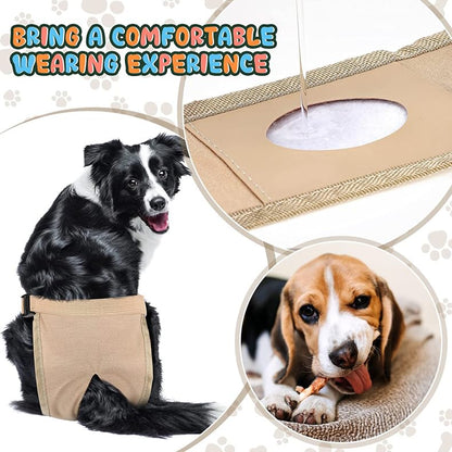 XXL Dog Diapers Female Dog Pant,Breathable Mesh Washable Extra Large Dog Diapers Female Beige+Gray XXL - color: Beige+Gray, size: XX-Large