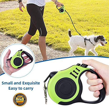 Retractable Green Dog Leash for Medium & Small Dogs & Cats - 16.5FT Tangle Free, Heavy Duty Walking Leash with Anti Slip Handle, Pause & Lock Strong Nylon Tape - color: Green