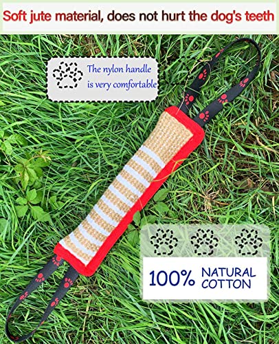 Clysoru Dog Tug Toy Tough Jute Bite Pillow Lasting Training Equipment Puppy to Large Dogs Interactive for Large and Small - color: Fiag red