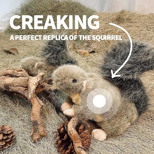 ALL FOR PAWS Interactive Dog Squirrel Plush Squeaky Toy - Perfect Puppy Enrichment Toy, Large