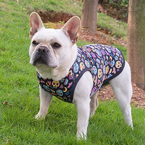 CuteBone Dog Shirts 2-Pack Soft Pet Clothes Breathable Summer Vest for Small Puppy and Stretchy Cat Apparel - color: Skulls, size: Small