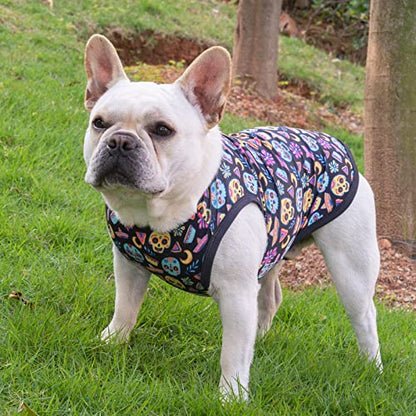 CuteBone Dog Shirts 2-Pack Soft Pet Clothes Breathable Summer Vest for Small Puppy and Stretchy Cat Apparel - color: Skulls, size: Small