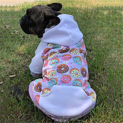Purple Puppy Dog Hoodies for Small Medium Dogs, Christmas Hooded Sweatshirt with Pocket Pet Cat Hoody Clothes Sweaters Fleece Coat Dog Costume Winter - color: Purple Donut, size: Small