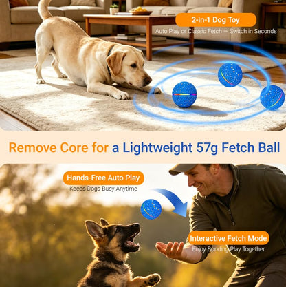 Interactive Dog Ball Toy for Small Medium Dogs – Automatic Rolling, Bouncing & Moving Dog Toy with LED Lights, 2-in-1 Fetch Toy, Durable E-TPU, USB Rechargeable (2.8” Blue) - color: Blue, size: Medium (2.8" / 70mm) – 019
