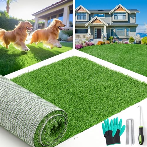LOOBANI Synthetic Artificial Turf, Artificial Grass for Dog Potty with Drainage Holes, Fake Grass Rug for Garden Landscape Balcony Patio Backyard Decoration, 3 Feet x 5 Feet - size: 3 Feet x 5 Feet